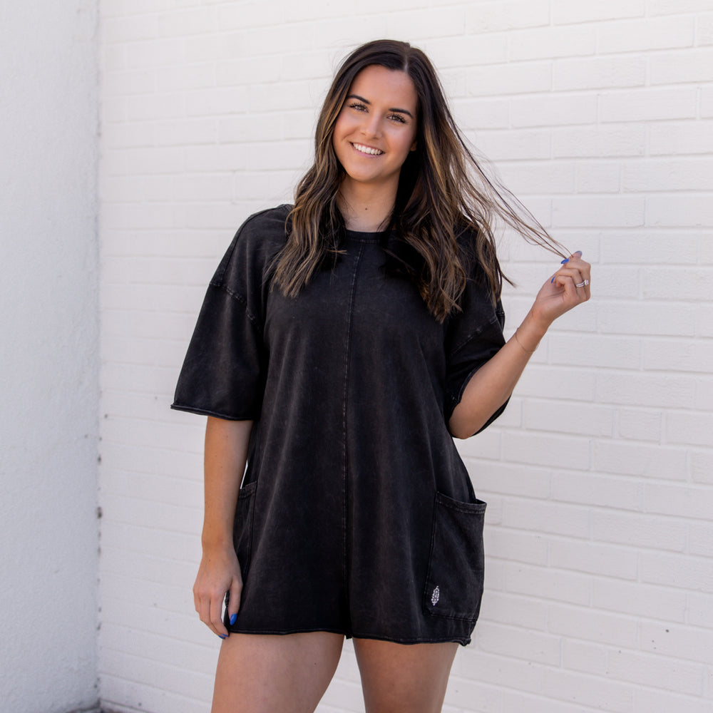 Hot Shot Tee Romper | Black