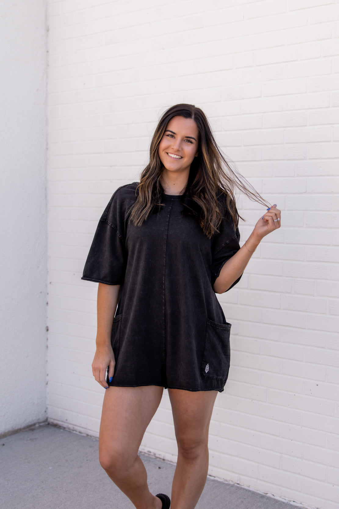 Hot Shot Tee Romper | Black