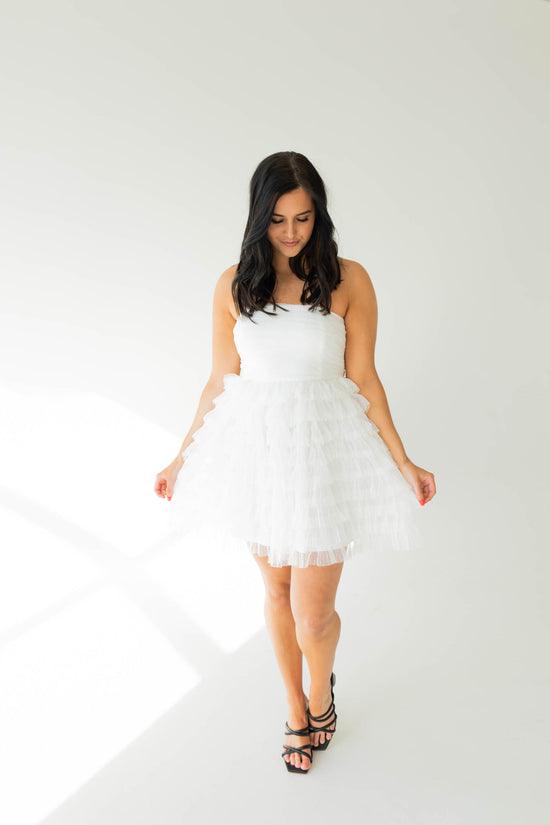 Chantel Strapless Dress | White Dot