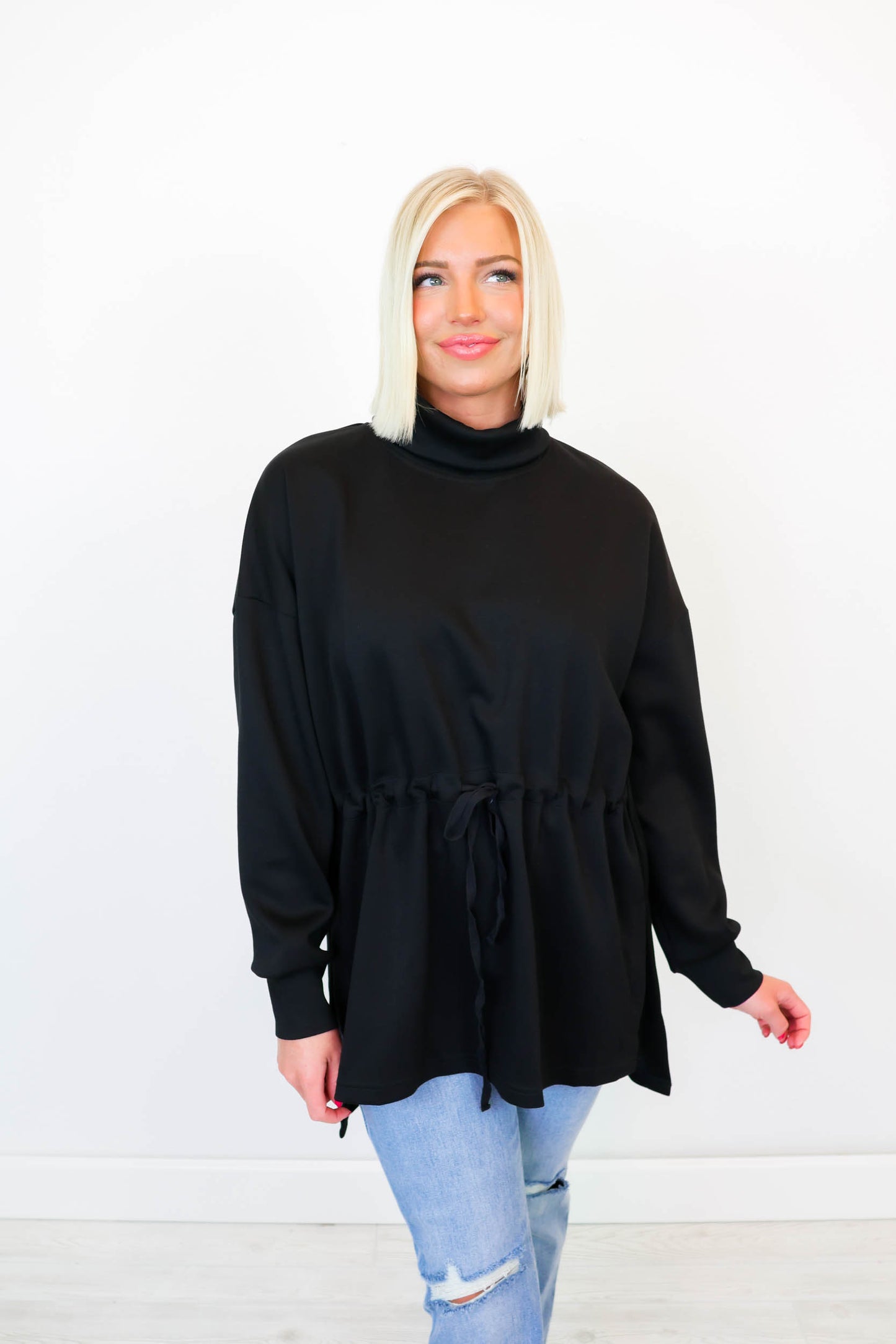 Hilary Mock Neck Long Sleeve | Black