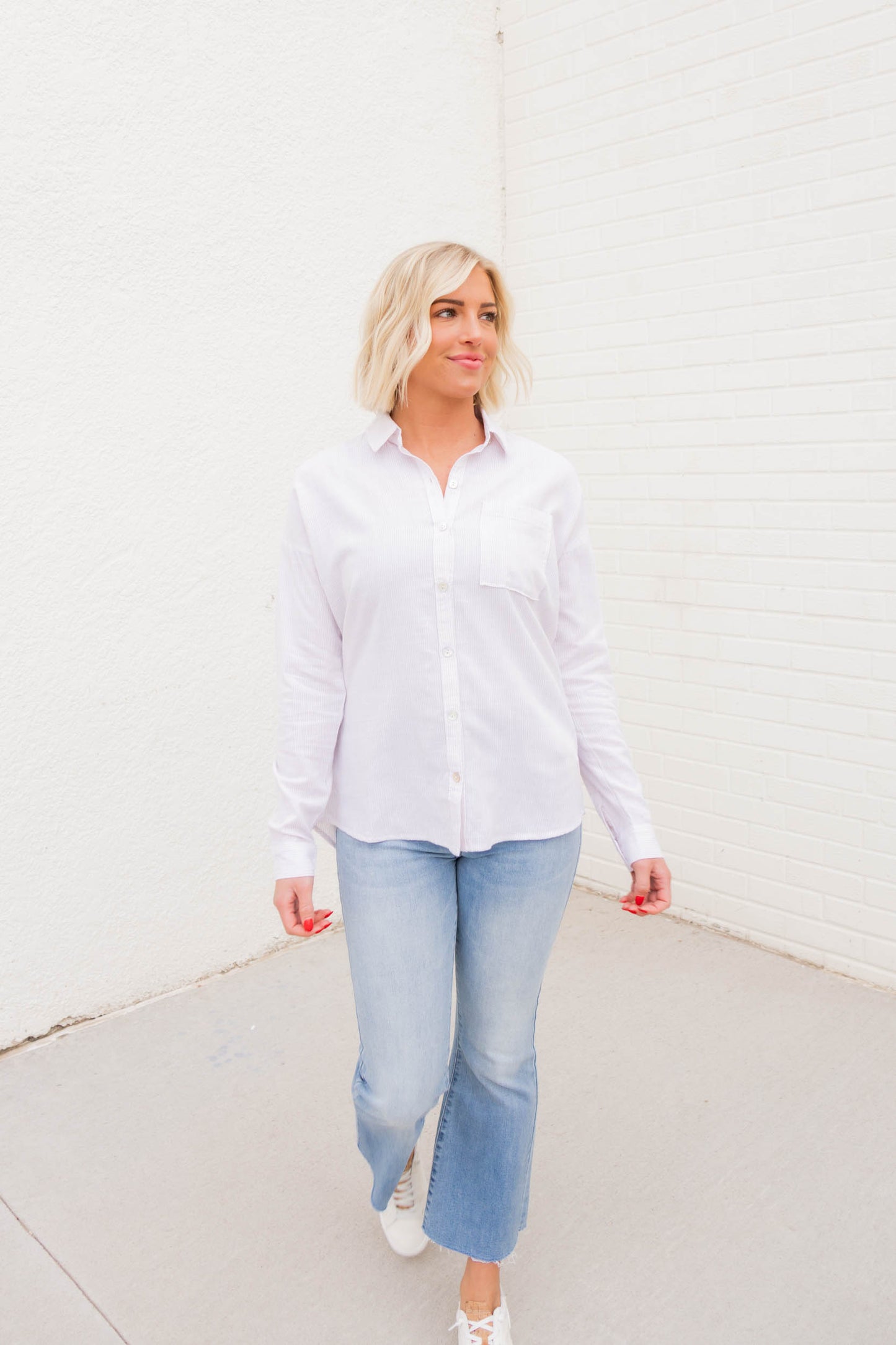 Charlee Striped Button Down | Natural