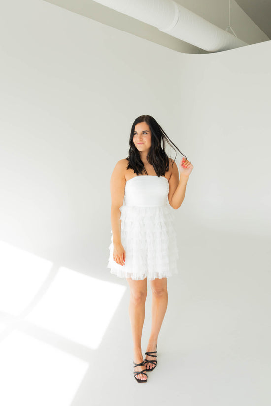 Chantel Strapless Dress | White Dot
