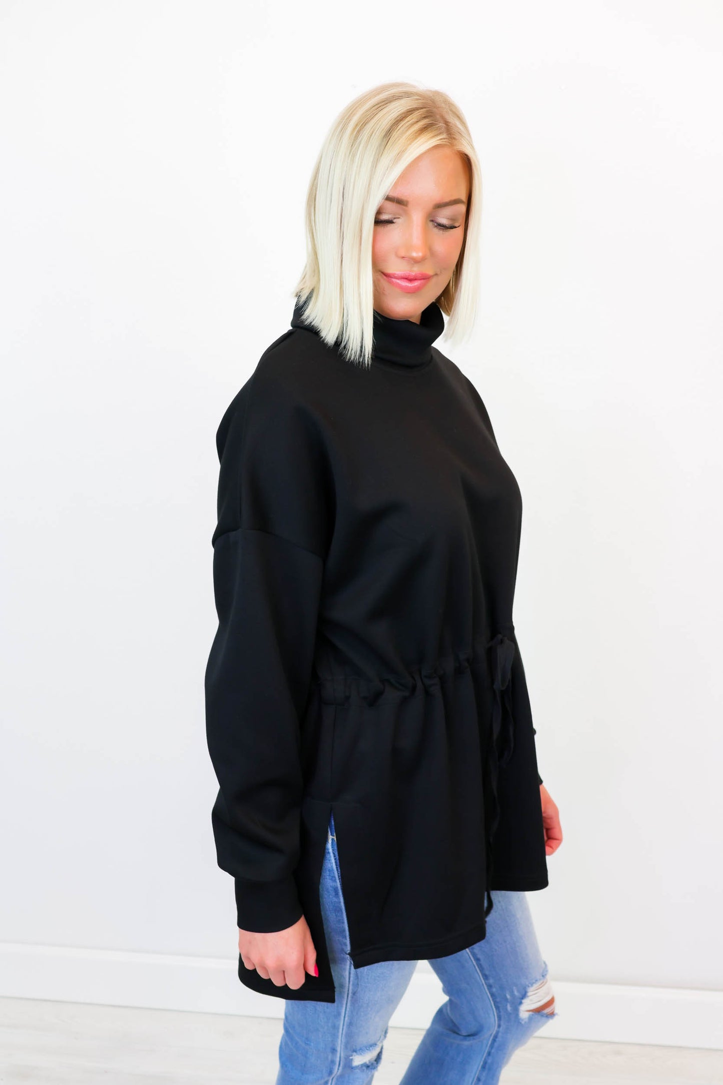 Hilary Mock Neck Long Sleeve | Black