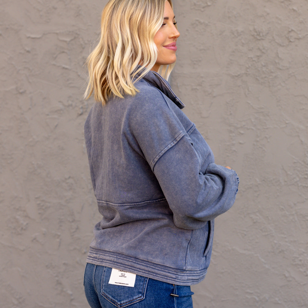 
                      
                        Hallie Button Down Sweatshirt | Denim
                      
                    