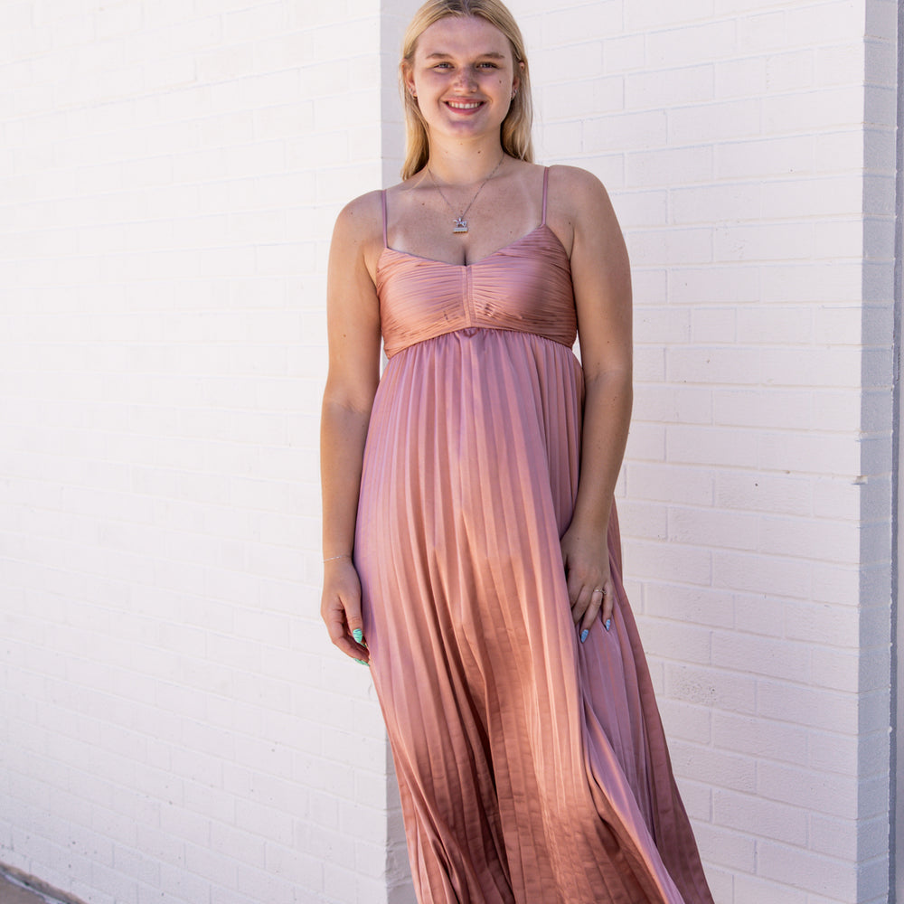 Bailey Pleated Midi Dress | Dusty Pink