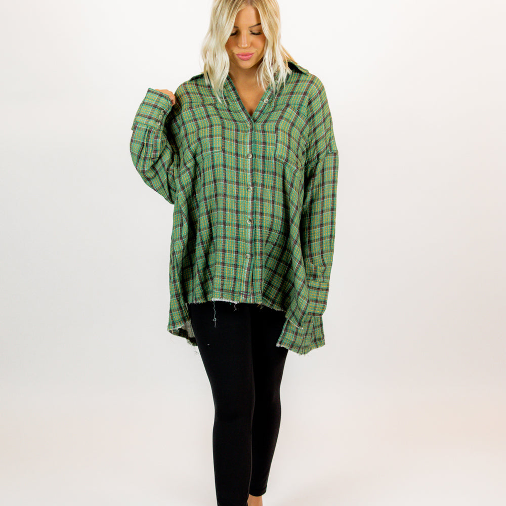 We The Free Cardiff Plaid Top | Green Combo