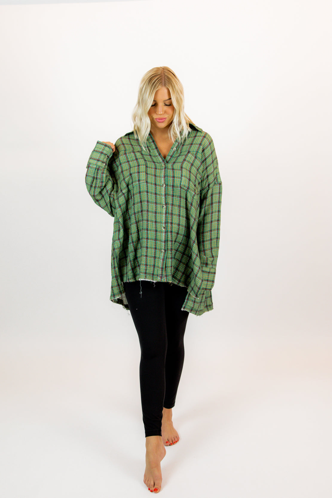 We The Free Cardiff Plaid Top | Green Combo