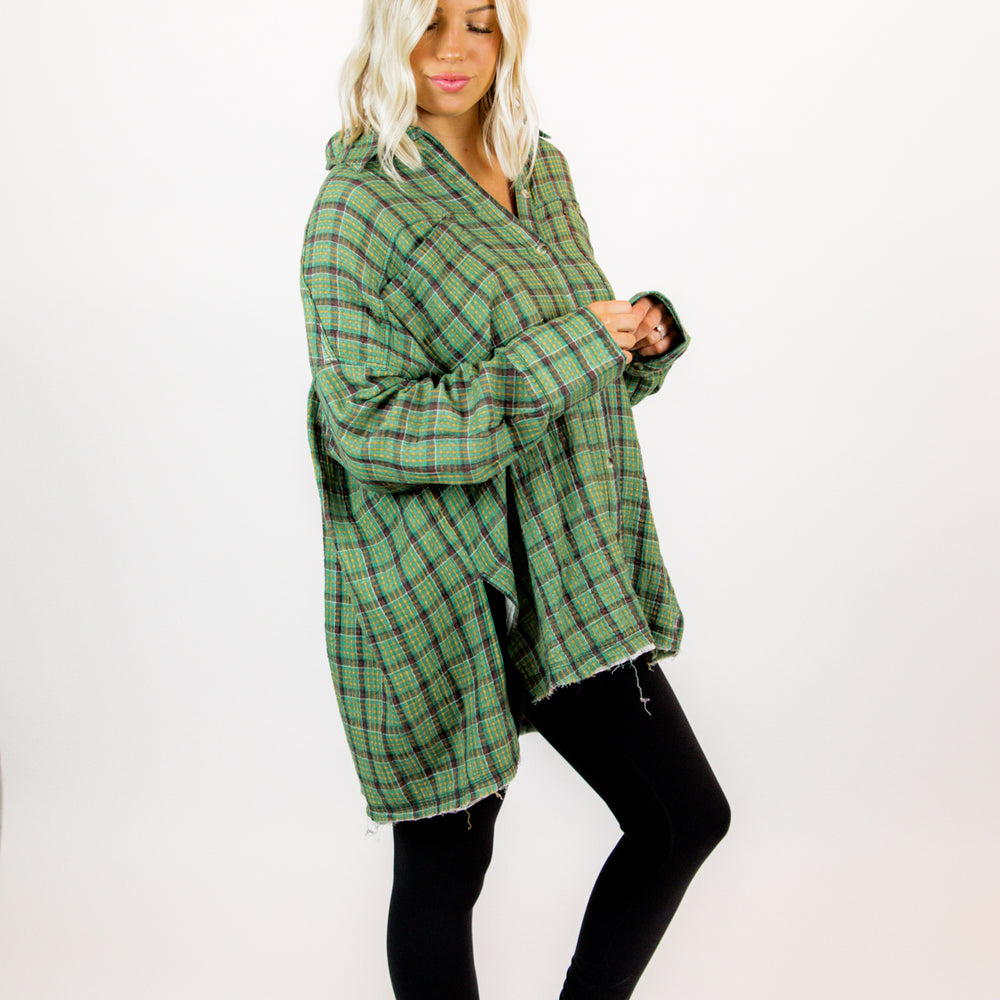 We The Free Cardiff Plaid Top | Green Combo