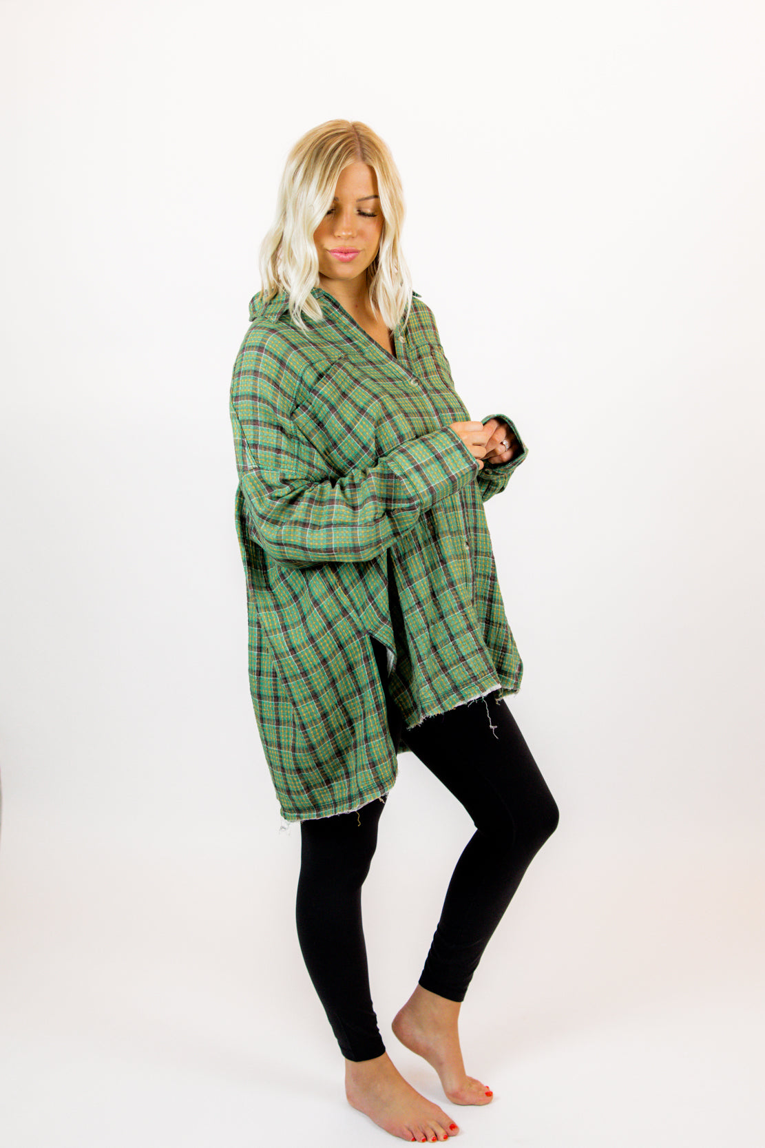 We The Free Cardiff Plaid Top | Green Combo