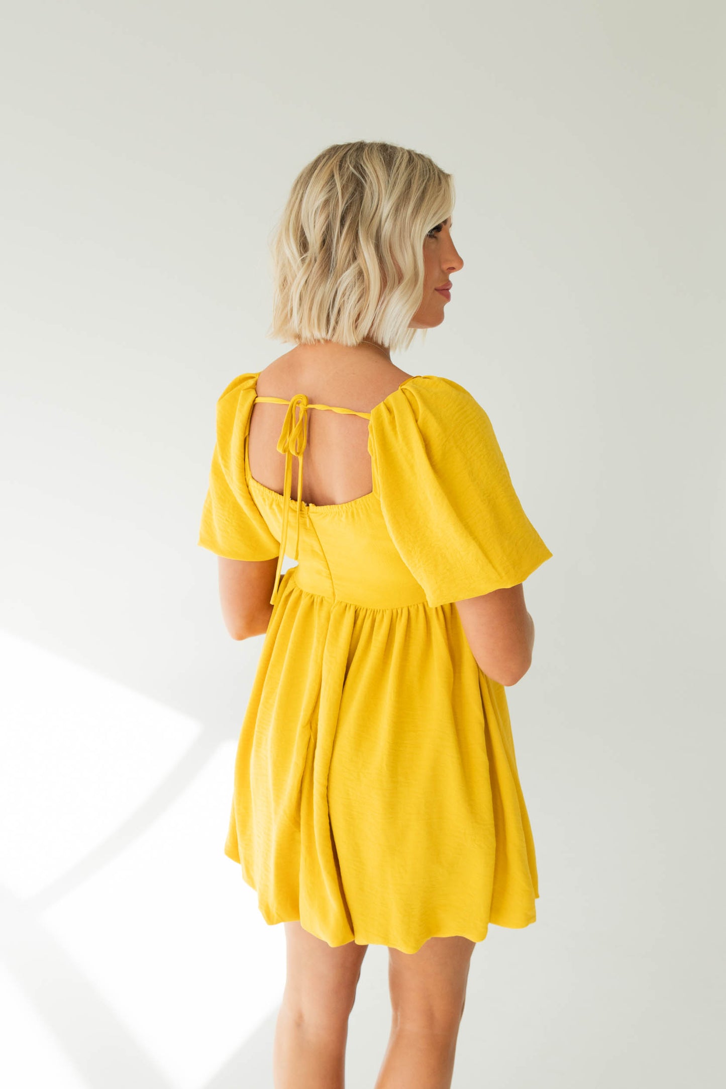 Miranda Puff Sleeve Dress | Mustard