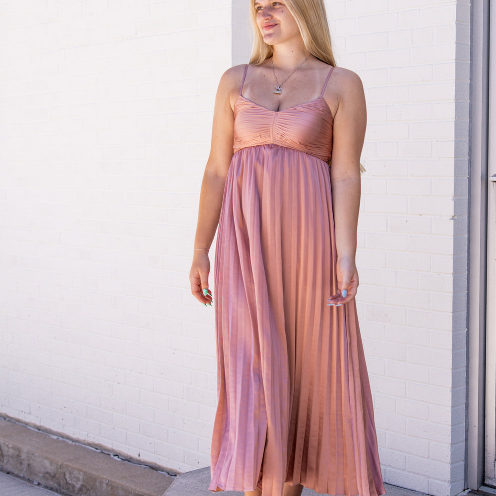 Bailey Pleated Midi Dress | Dusty Pink