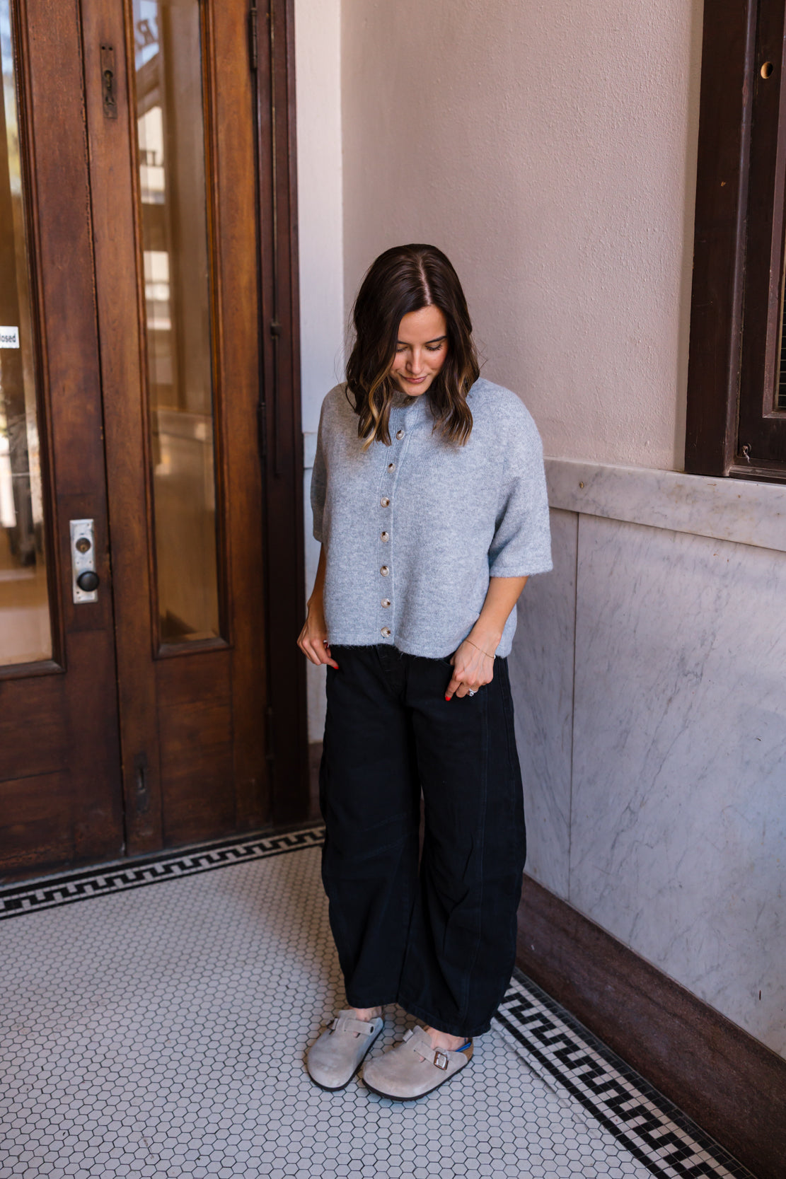 Aubree Button Up Sweater | Heather Grey