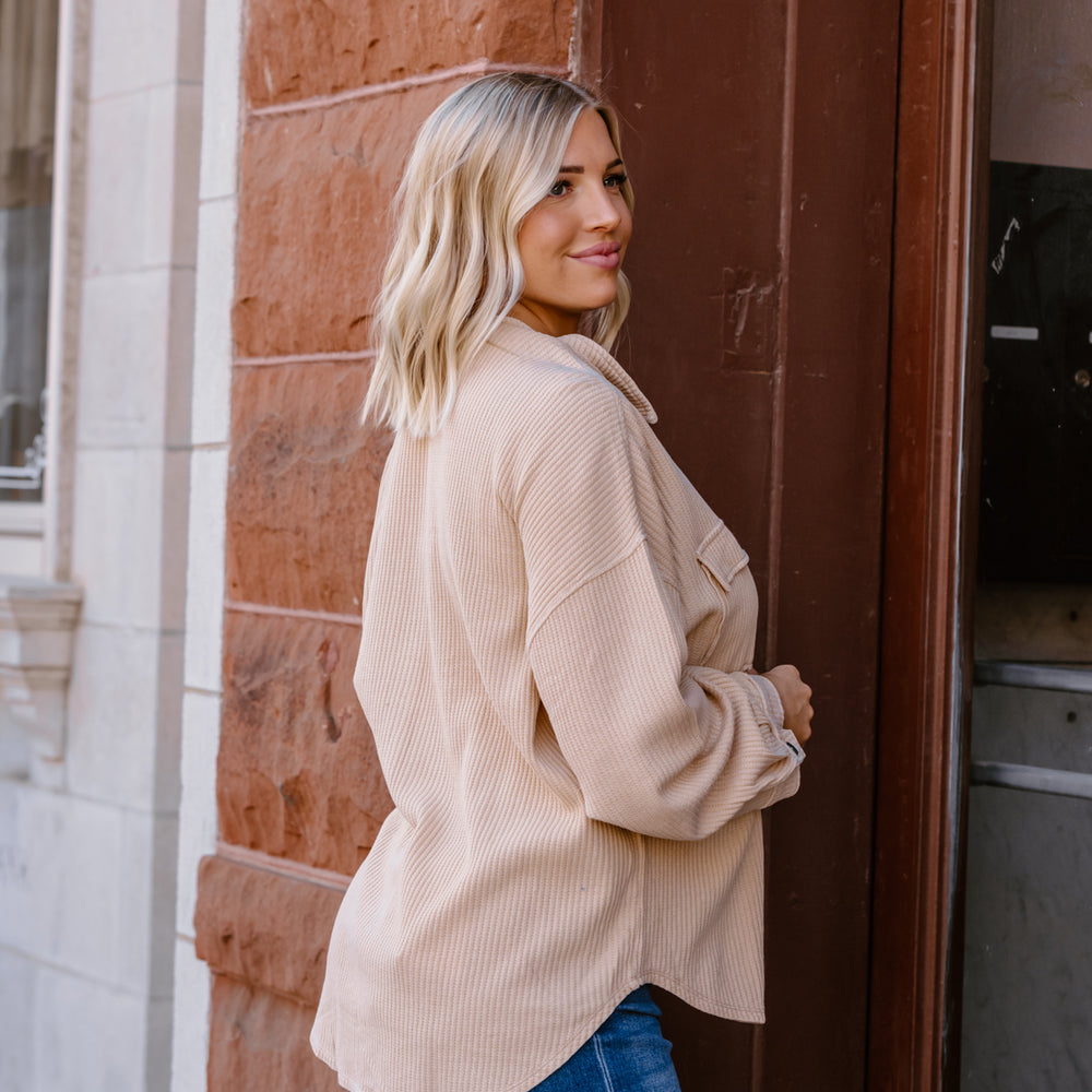 Kelsey Button Down Shacket | Taupe