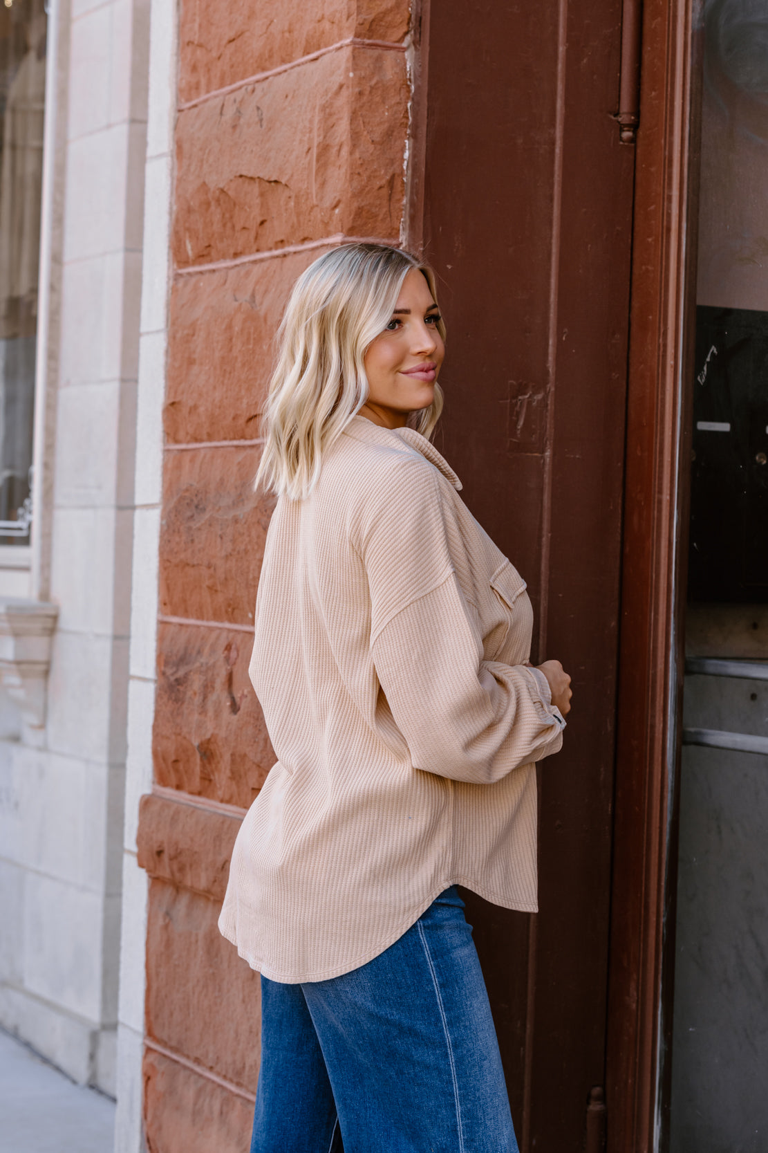 Kelsey Button Down Shacket | Taupe