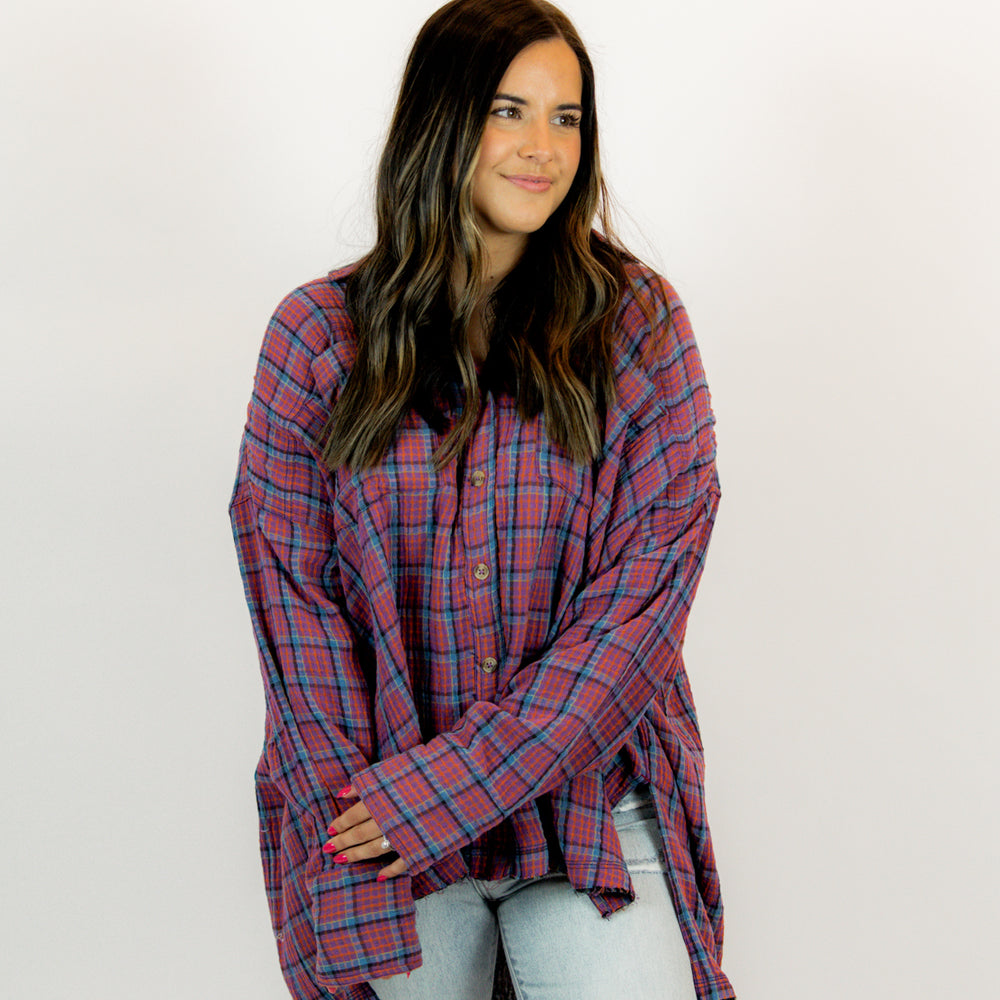 We The Free Cardiff Plaid Top | Purple Combo