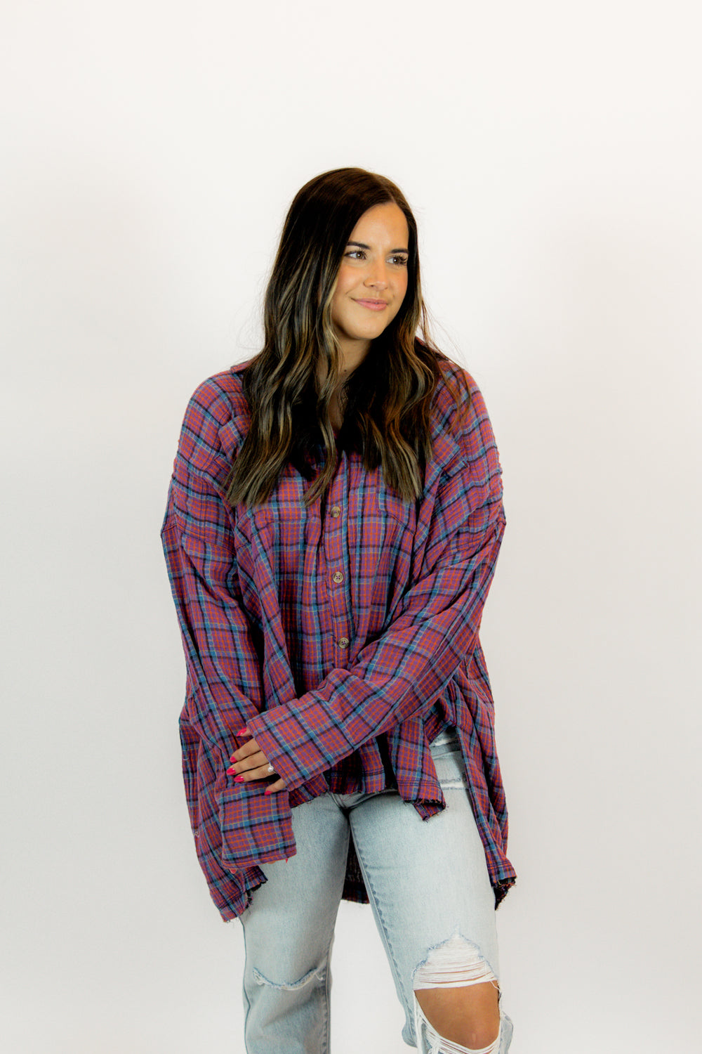 We The Free Cardiff Plaid Top | Purple Combo