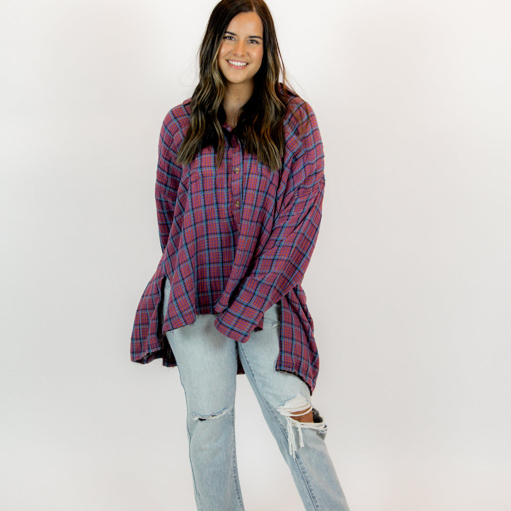 We The Free Cardiff Plaid Top | Purple Combo