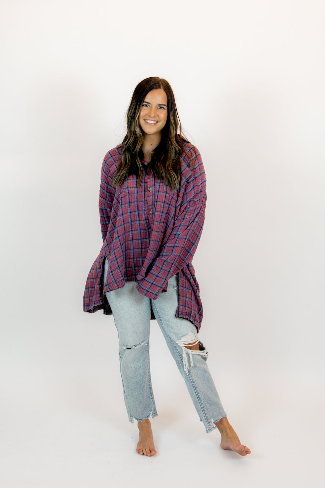 We The Free Cardiff Plaid Top | Purple Combo