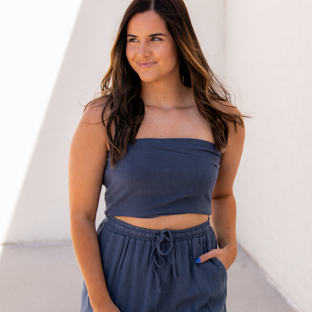 
                      
                        Aubrie Smocked Tube Top | Indigo
                      
                    