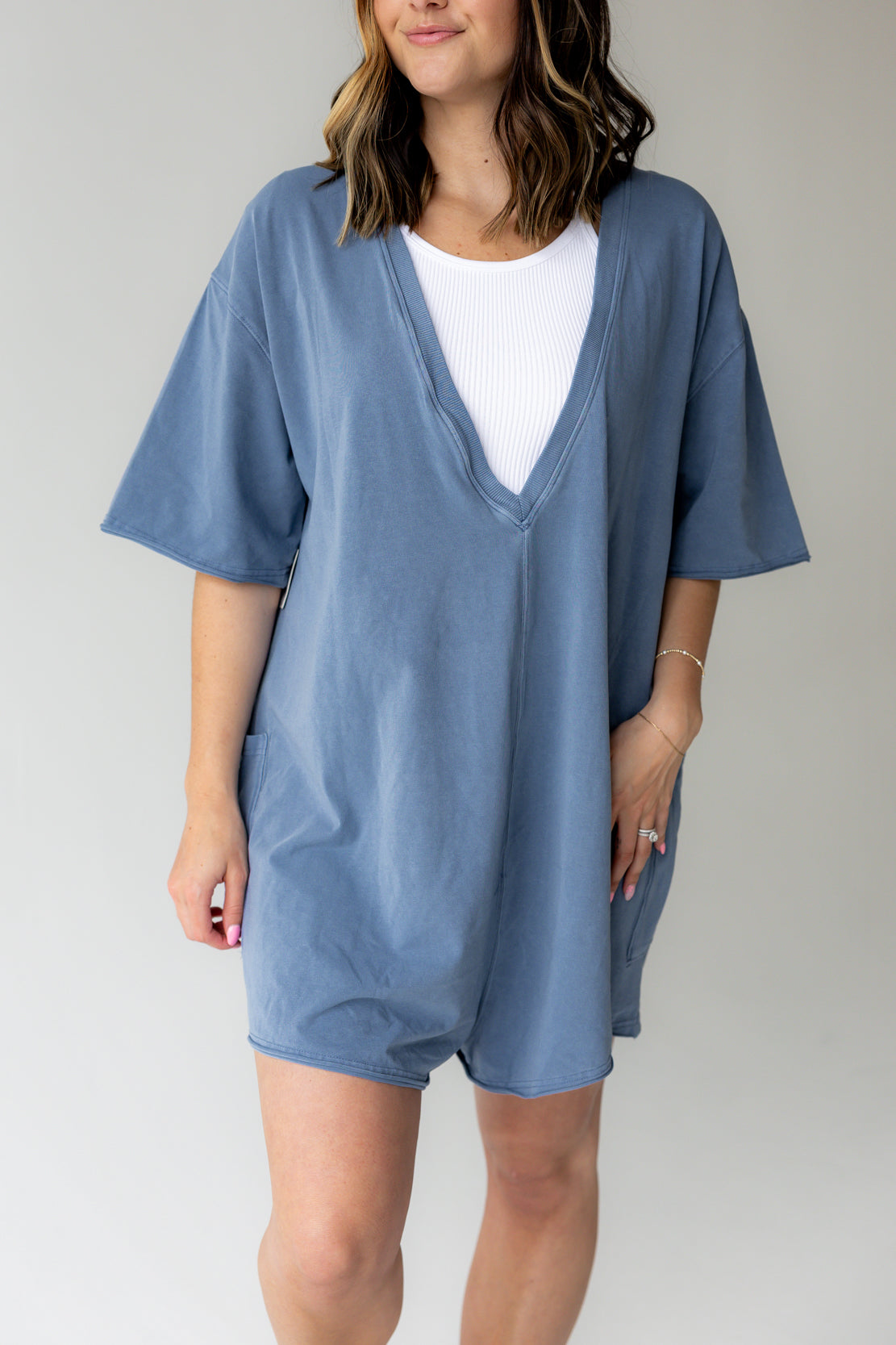 Hot Shot Tee Romper | Skyline
