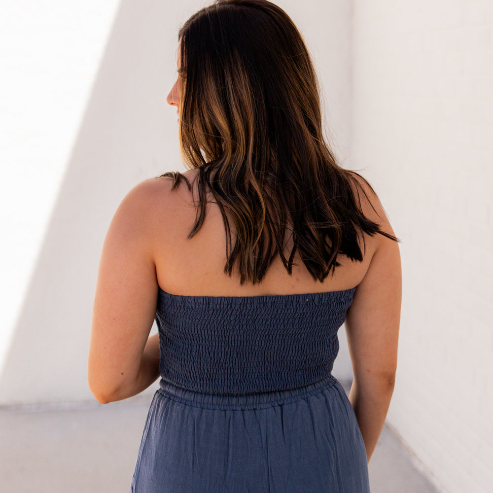 
                      
                        Aubrie Smocked Tube Top | Indigo
                      
                    