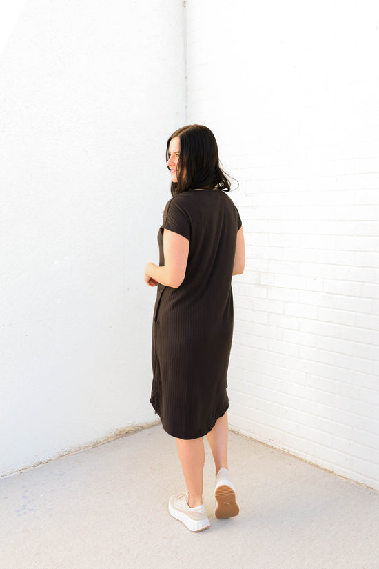 Layla Ribbed Knit Midi Dress | Black