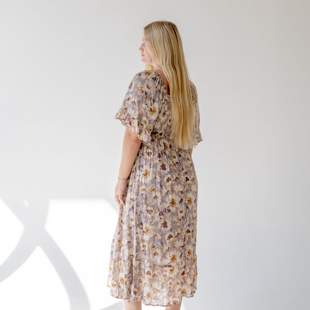 Addison Floral Midi Dress | Taupe