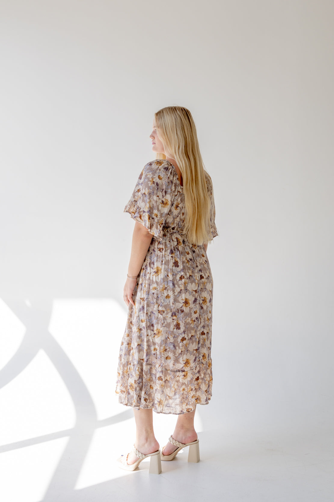 Addison Floral Midi Dress | Taupe