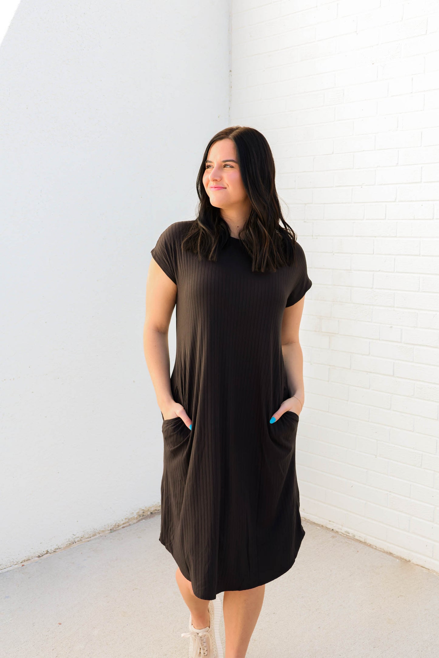 Layla Ribbed Knit Midi Dress | Black
