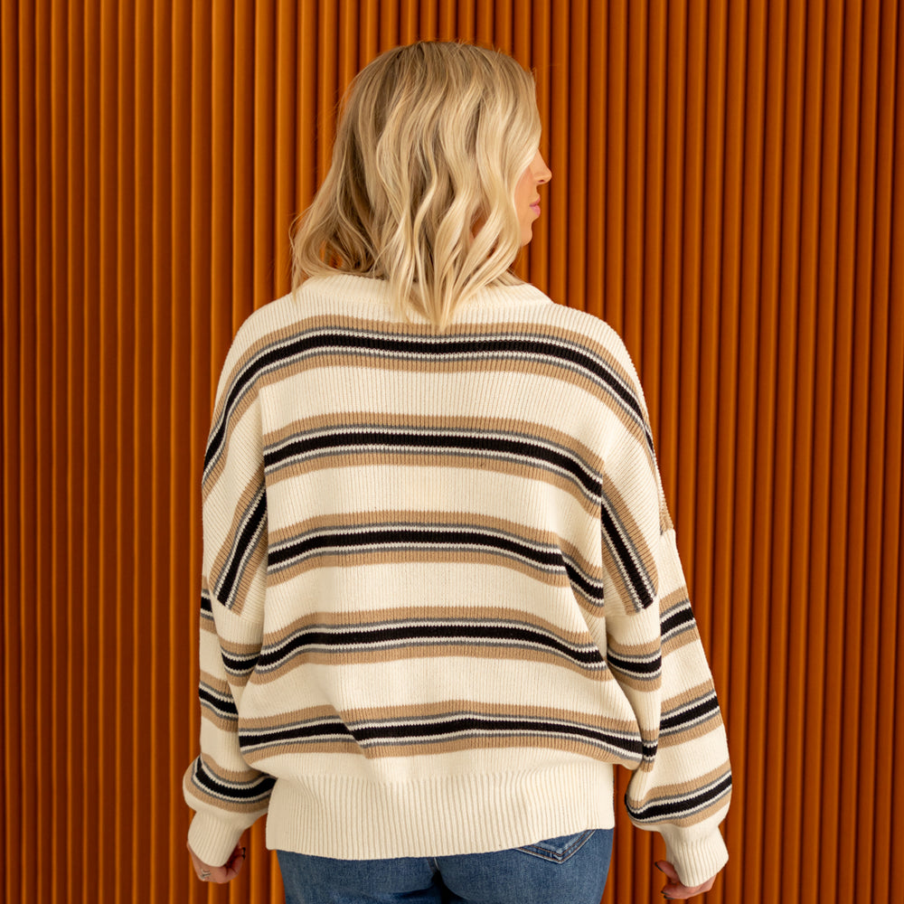 
                      
                        Annie Striped Knit Sweater | Cream
                      
                    