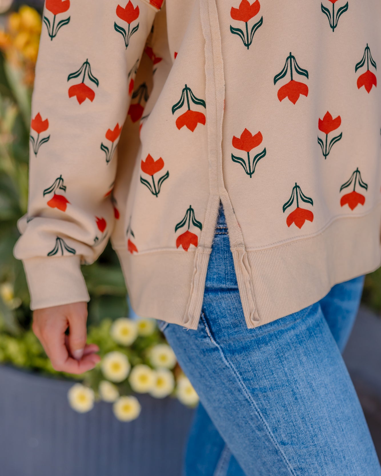 Sally Flower Printed Crewneck | Natural