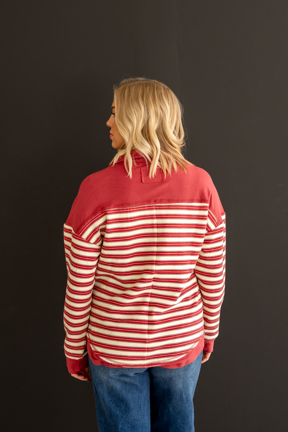 Lainey Half Button Crewneck | Red