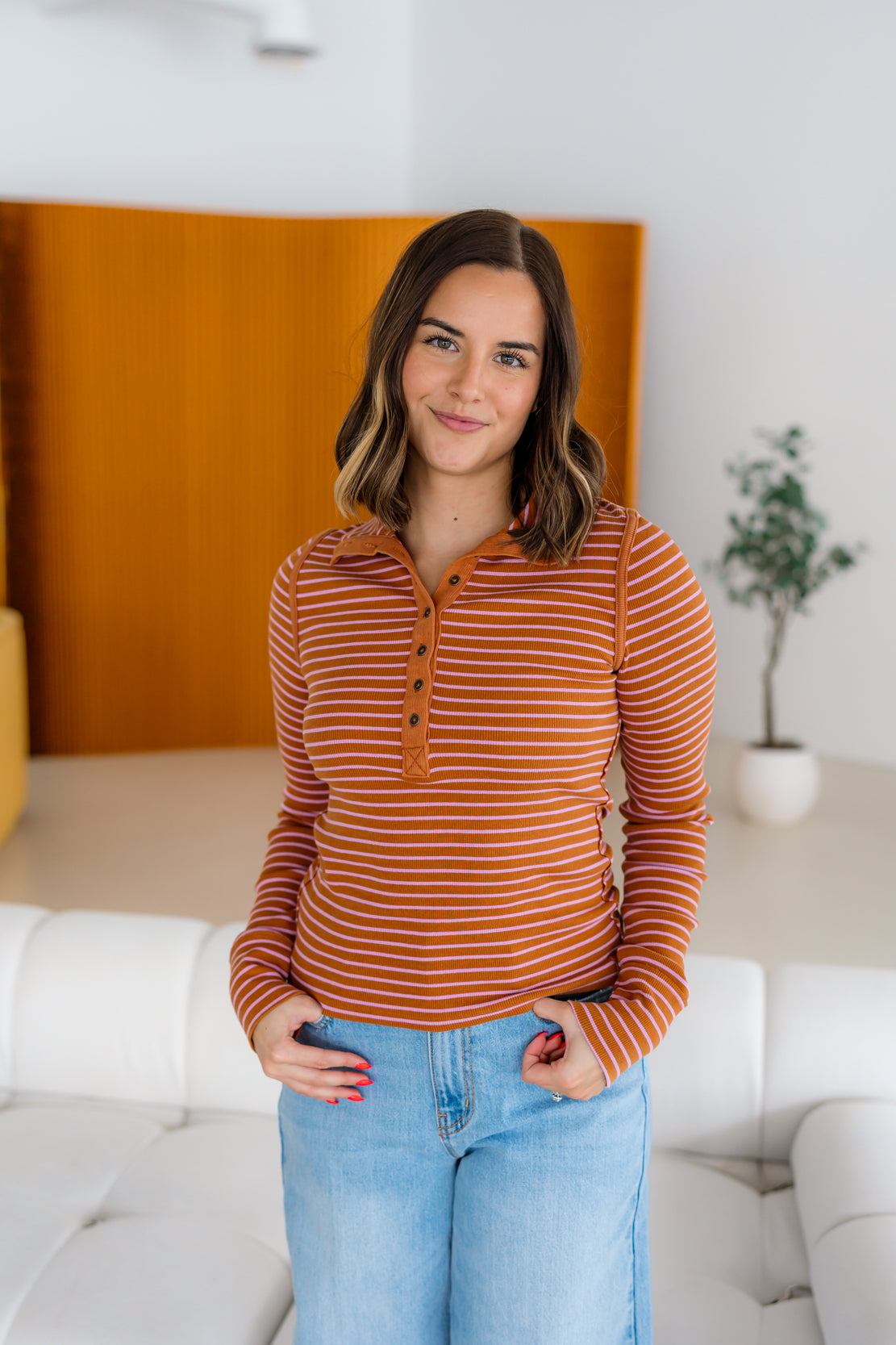 We The Free Lake Henley Stripe | Cinnamon Combo