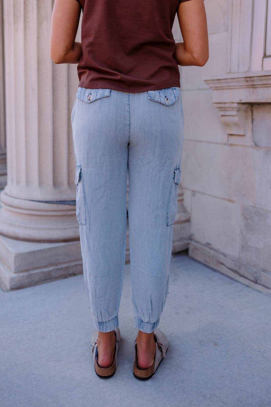 Haley Washed Cargo Jogger | Denim