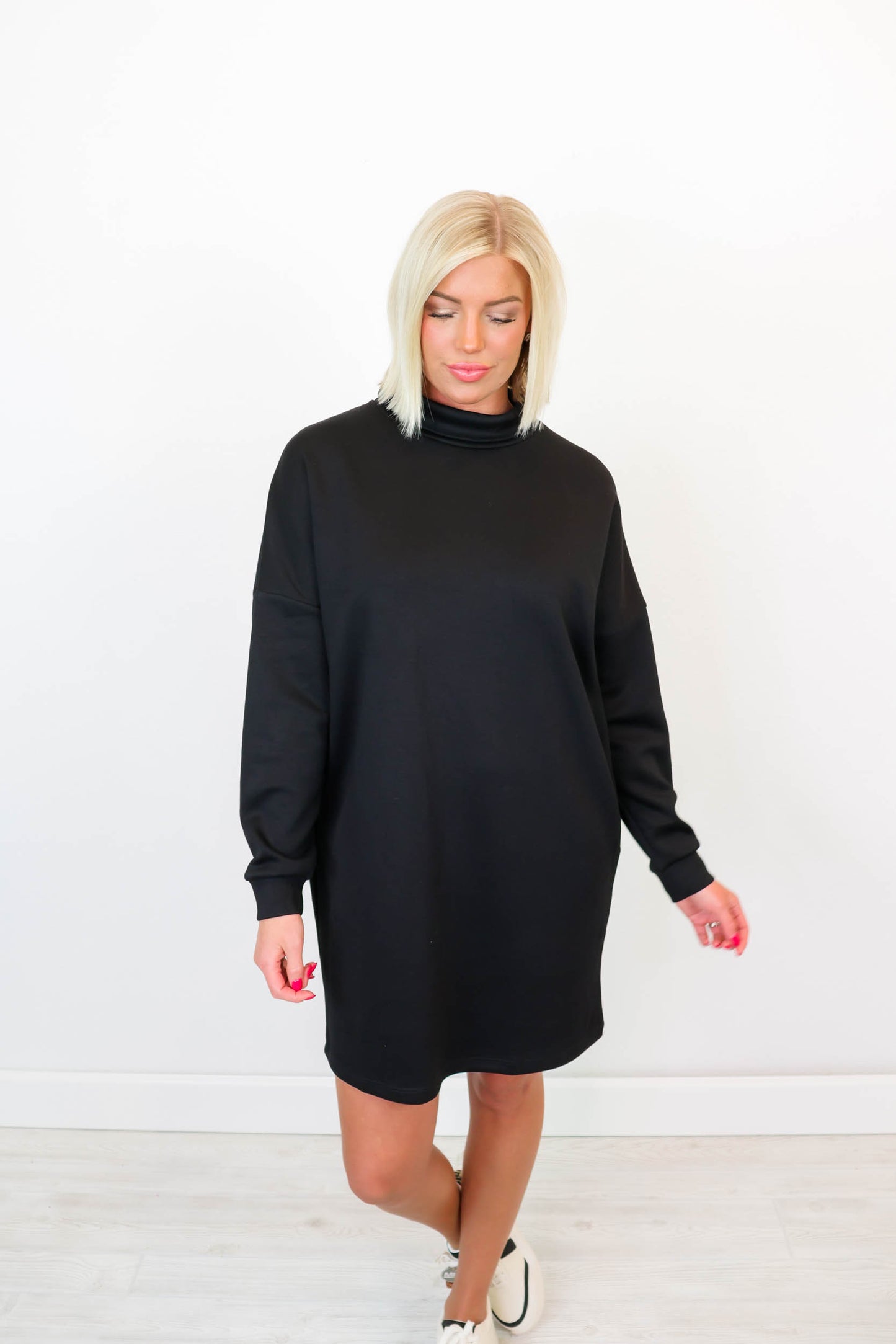 Sarah Cowl Neck Dress | Black