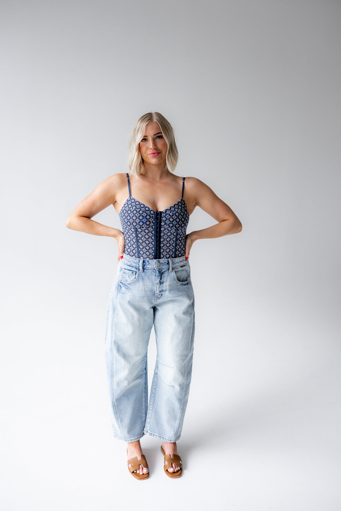 Night Rhythm Printed Bodysuit | Navy Combo