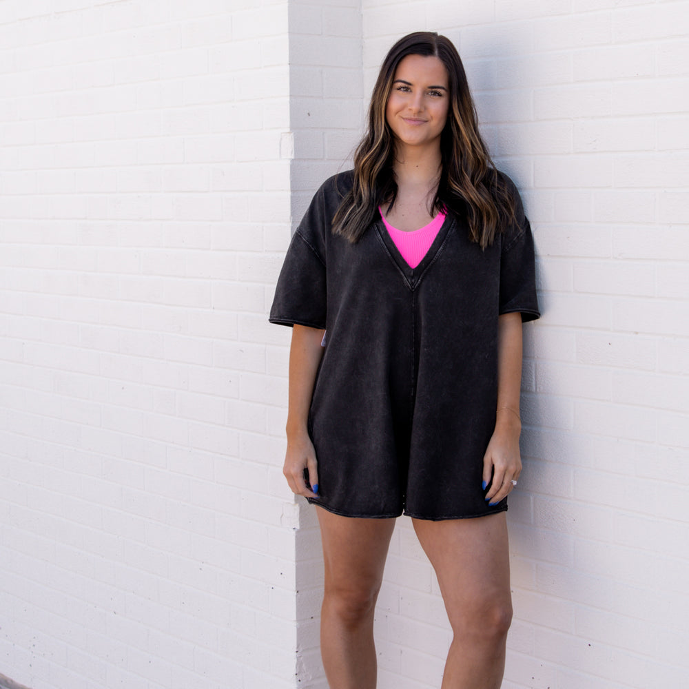 
                      
                        Hot Shot Tee Romper | Black
                      
                    