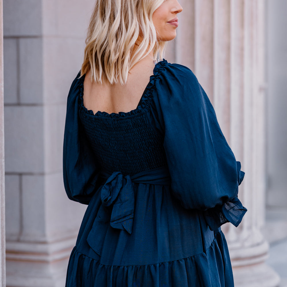 
                      
                        Henley Tiered Midi Dress | Navy
                      
                    