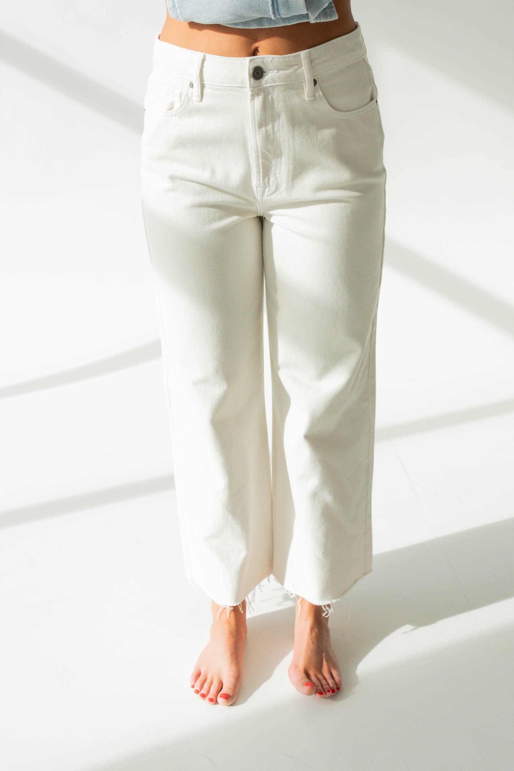 Nori High Rise Crop Wide Leg Jean | Sea Salt