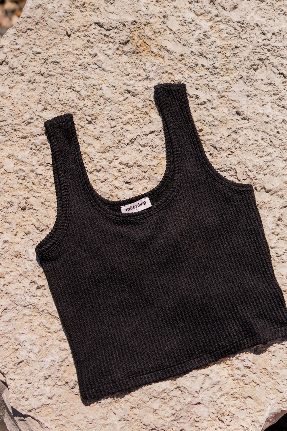 Stella Ribbed Scoop Neck Tank | Black