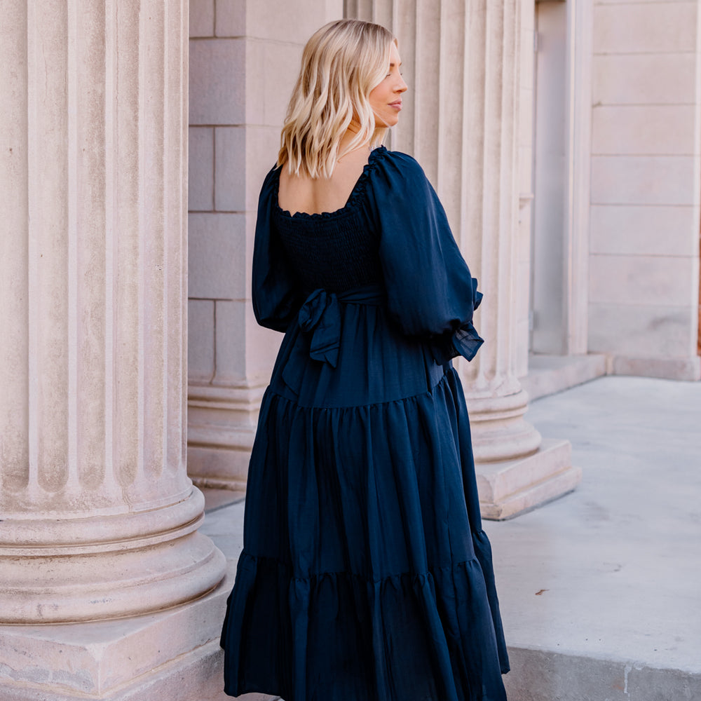 
                      
                        Henley Tiered Midi Dress | Navy
                      
                    