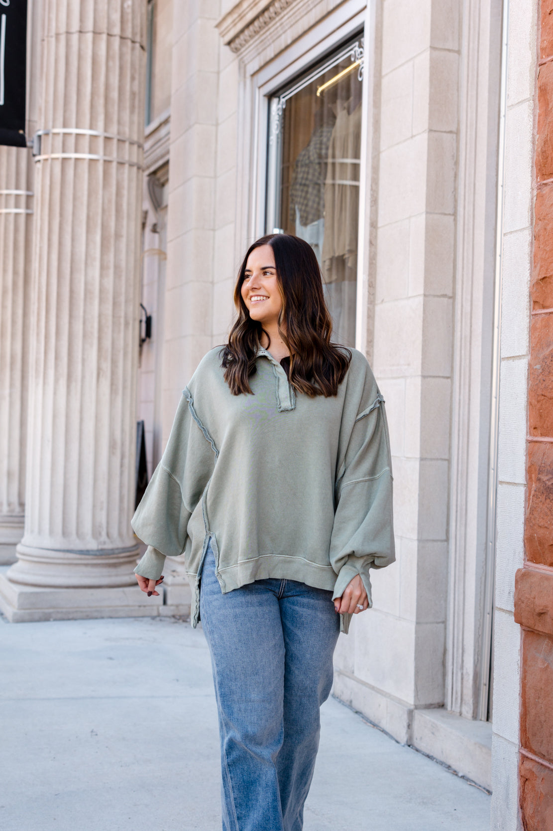 We The Free Camden Henley Sweatshirt | Laurel Oak