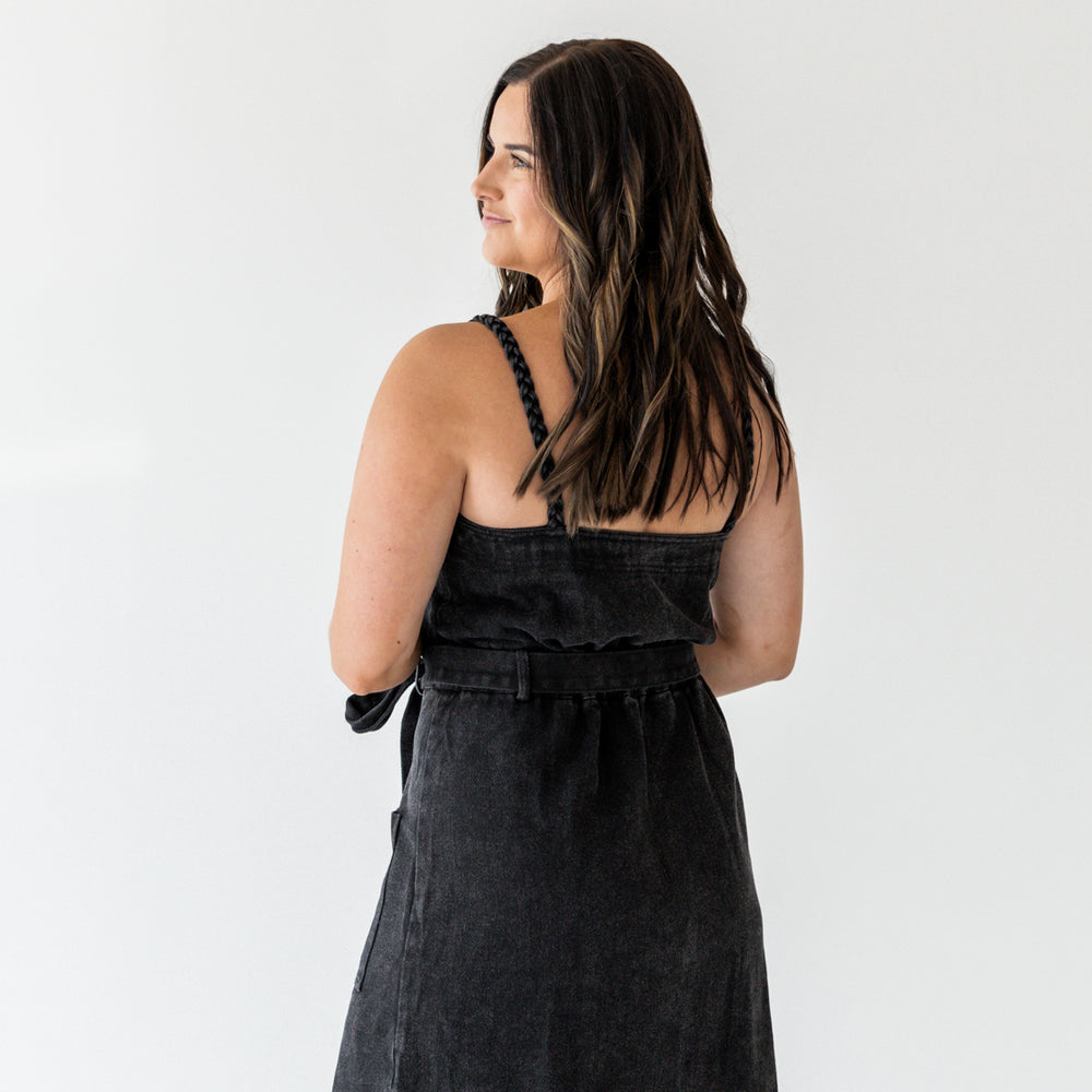 
                      
                        Brandi Button Down Mini Dress | Washed Black
                      
                    