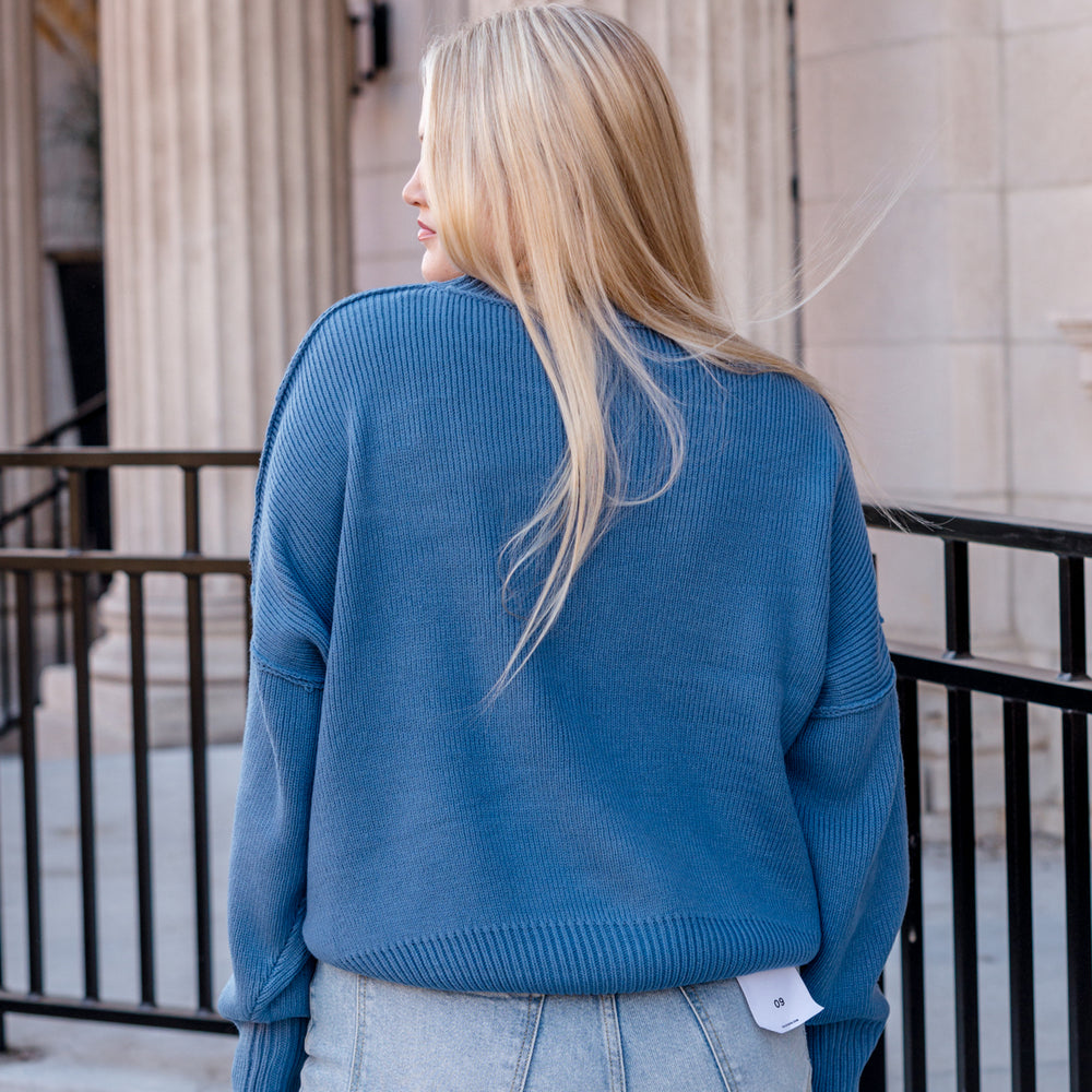 Kelly Oversized Sweater | Gray Blue