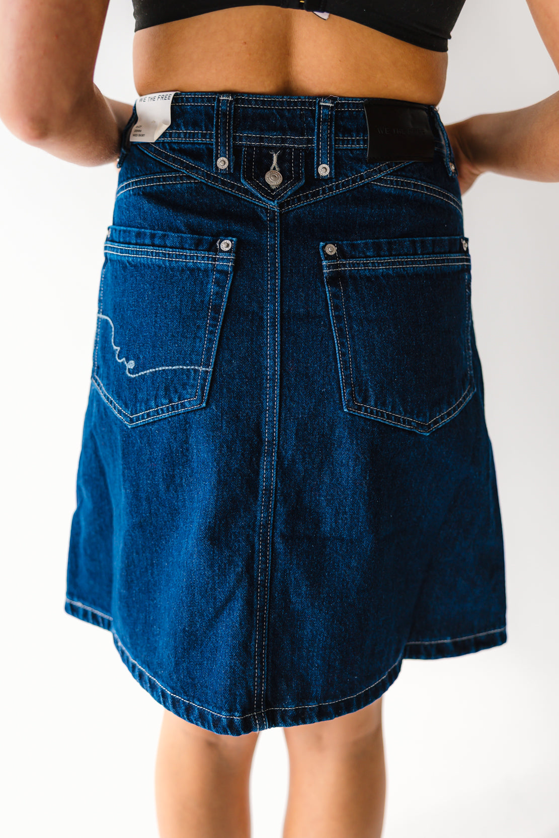 We The Free Suzy Denim Midi Skirt | Deep Blue Crush