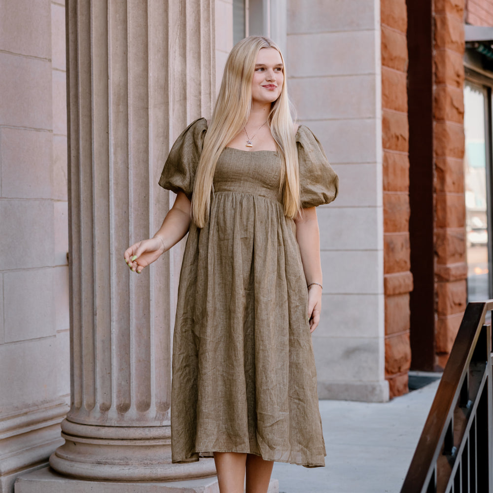 Paige Ruffled Midi Dress | Moss