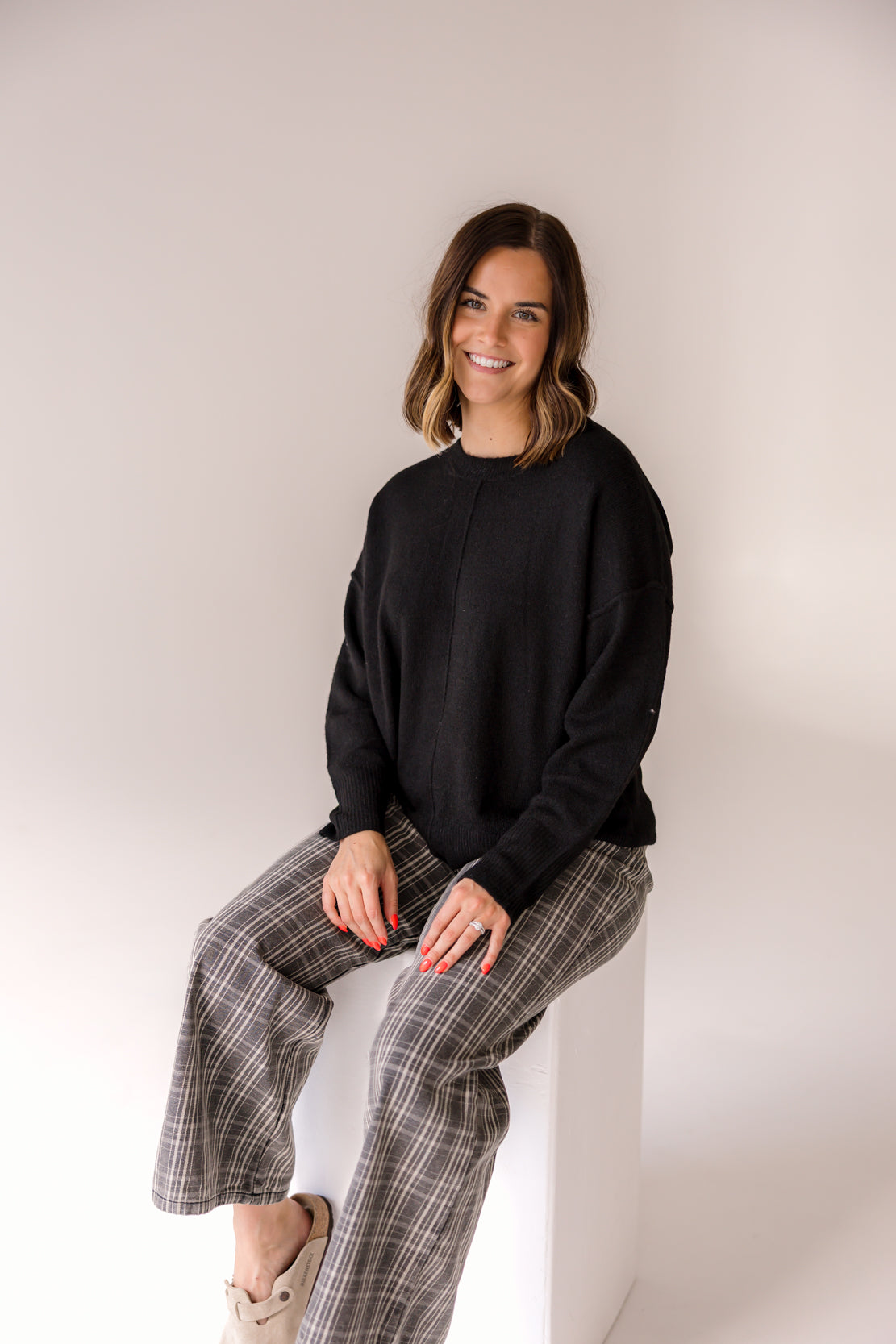 Maya Basic Knit Sweater | Black