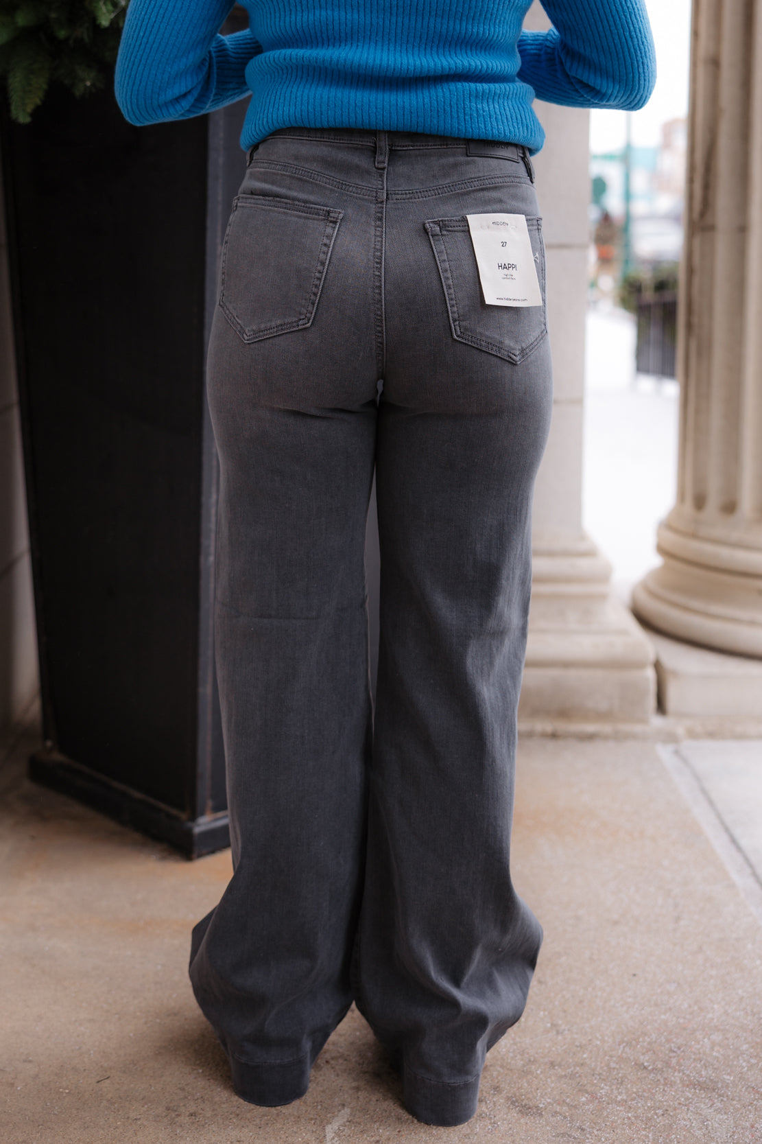 Happi High Rise Flare Pintuck Jean | Grey