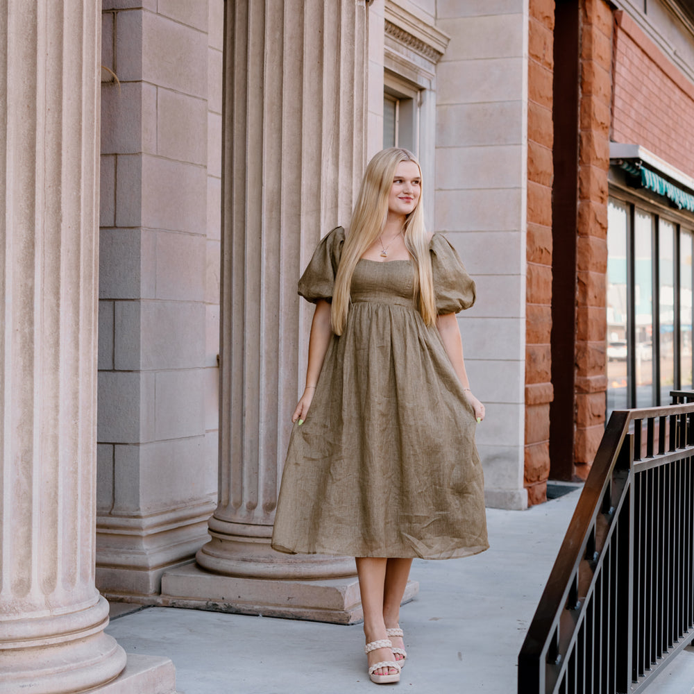 
                      
                        Paige Ruffled Midi Dress | Moss
                      
                    