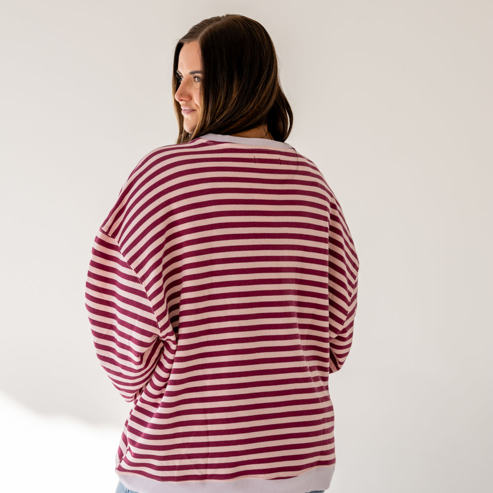 
                      
                        Classic Striped Oversized Crewneck | Raspberry Combo
                      
                    